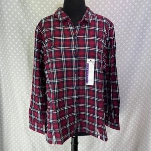 NWT Woolrich Flannel Shirt Chianti/White